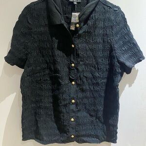 📼 J.Crew Black Shirred Button-up Shirt ⚜️